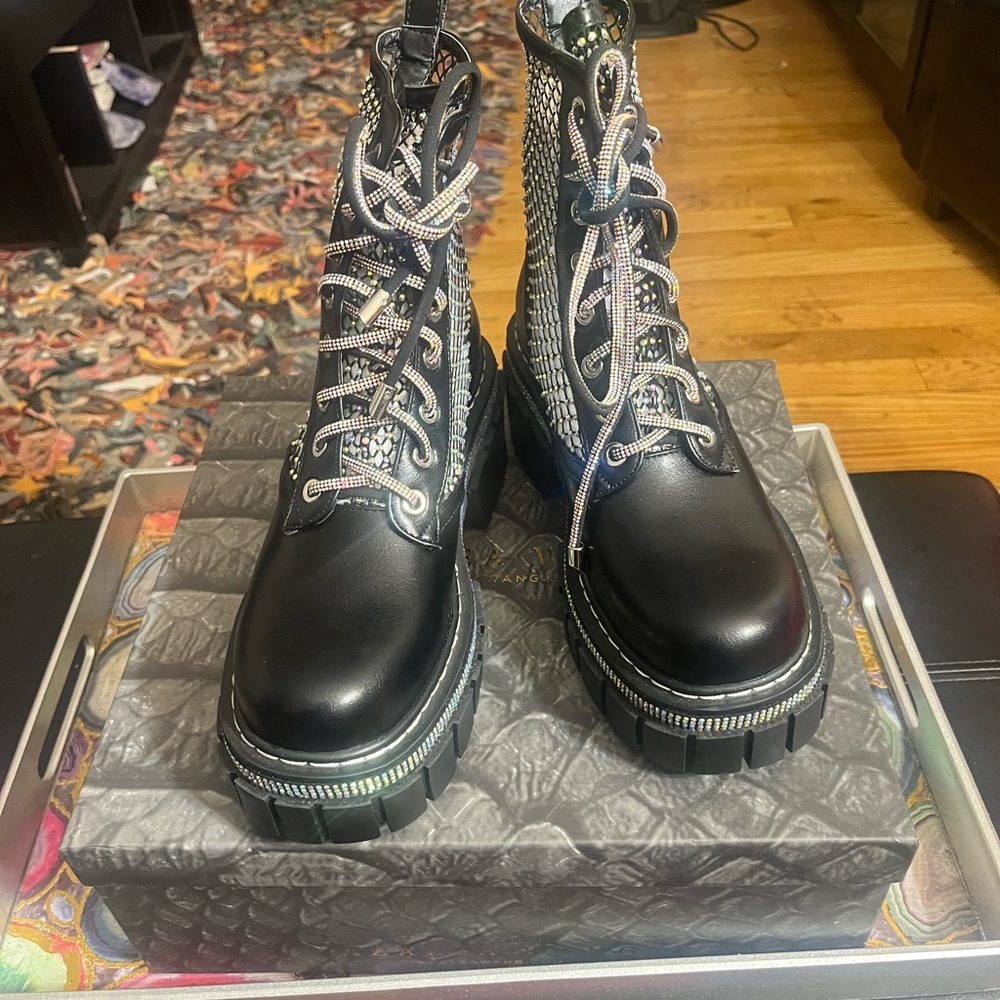 Studded Black and Silver Women's Boots - Picture 2 of 3